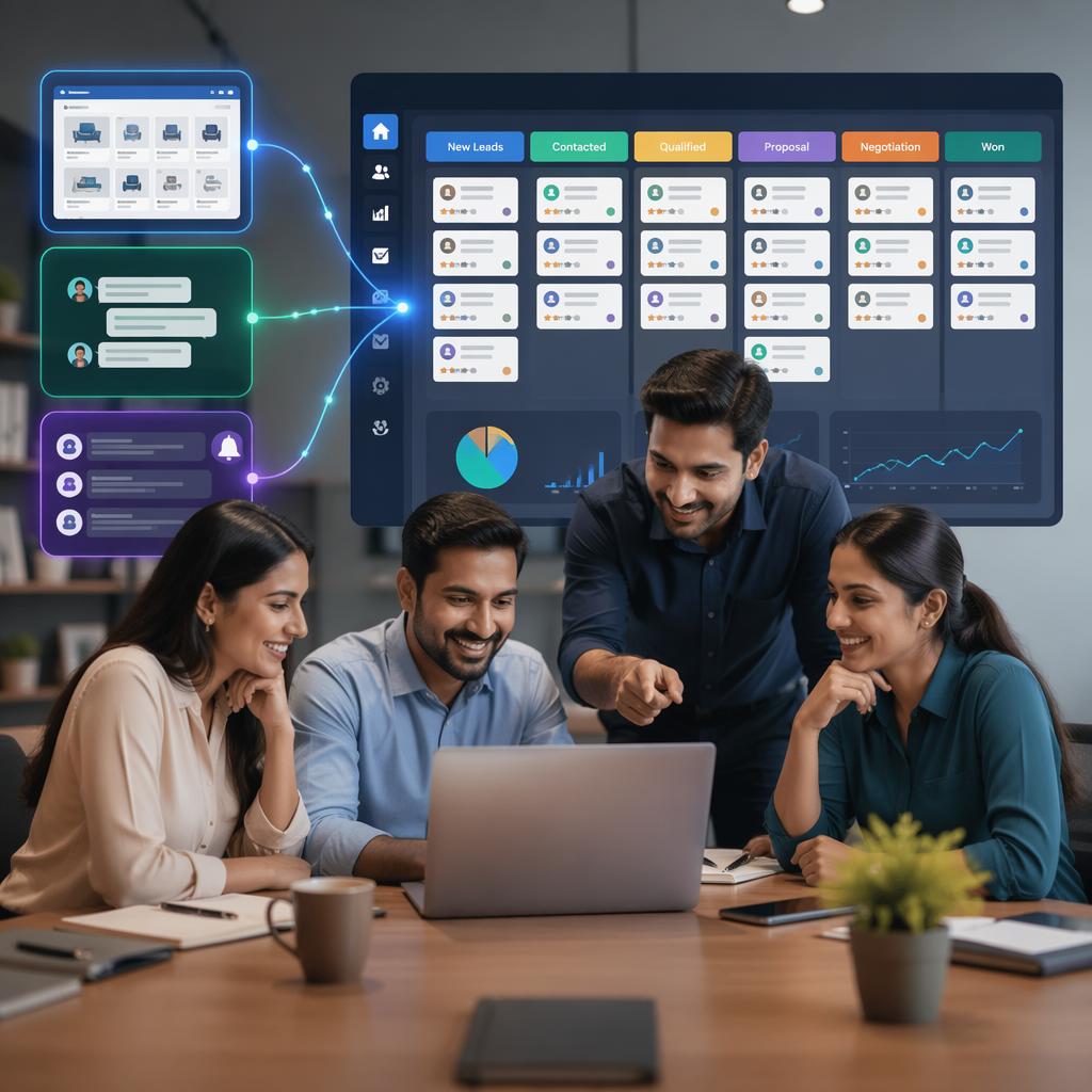 Sales team reviewing customer pipeline dashboards